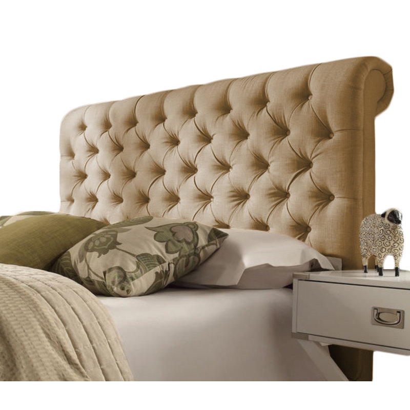 Upholstered Headboard, Double (4'6), Plush Velvet, Beige