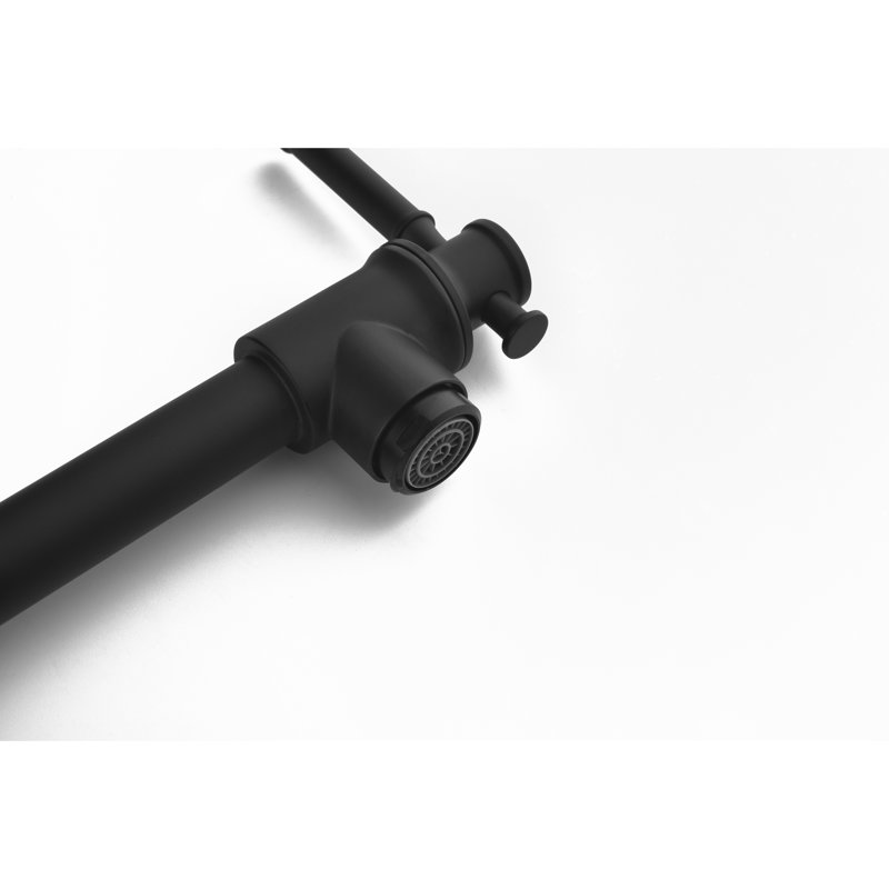 Modern Brass Pot Filler, Matte Black Wall Mounted With Foldable Swing Arm For Easy Cleaning Filler Faucet, Mount Convenient Use