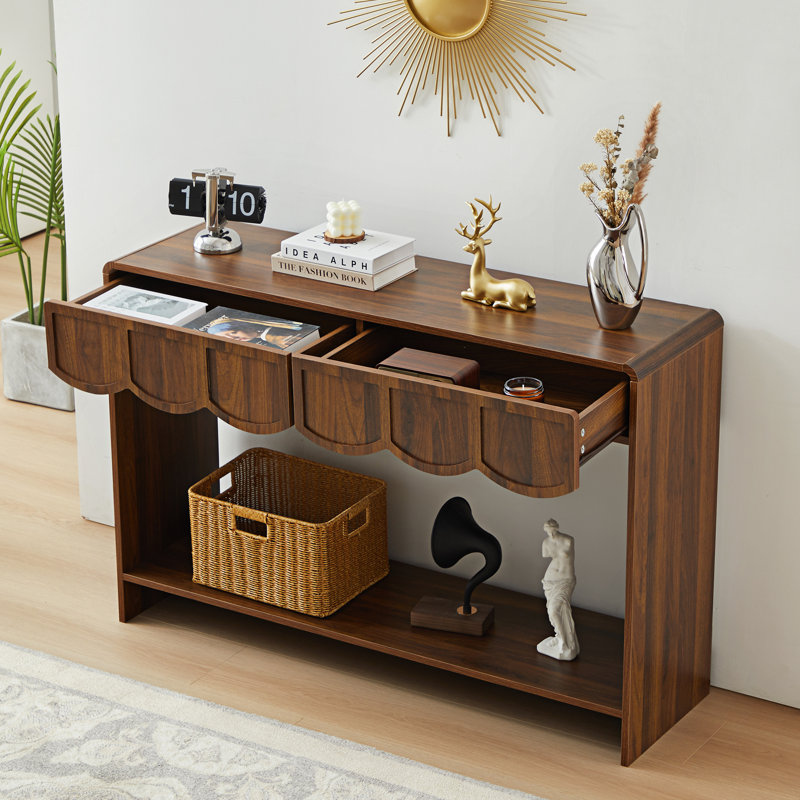 Console Table, Walnut, 31.5" H x 43.31" W x 11.81" D