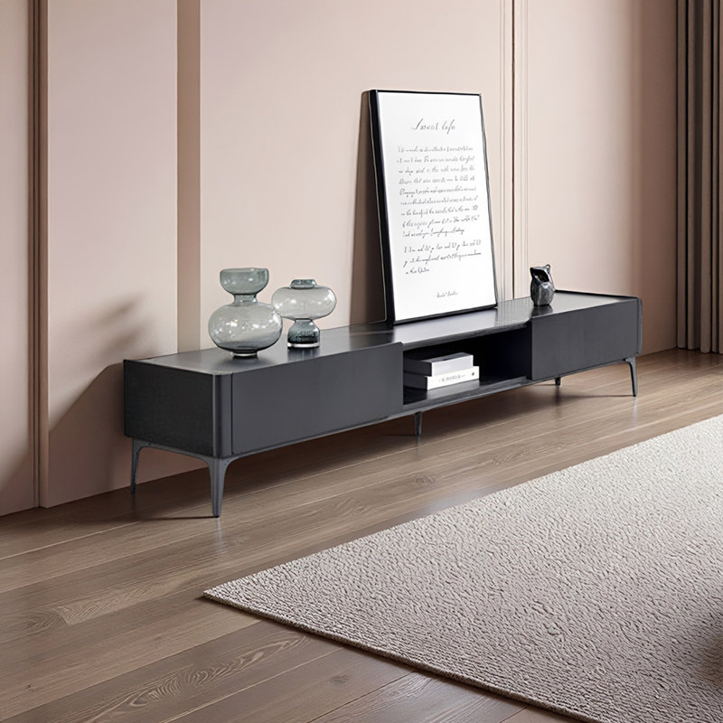 Meuble télé avec tiroirs Living, H 15,74 po x L 86,61 po x l 15,74 po, Noir