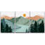 «Pastel Green Mountain Forest River», reproduction sur toile 3 pièces-91022095-91177532