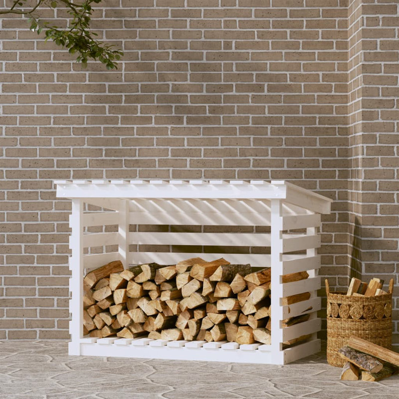 Firewood Rack 108x73x79 cm Solid Wood Pine, White