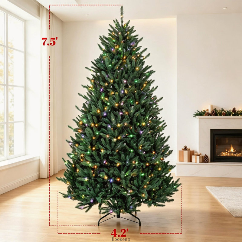 Sapin de Noël en épicéa bleu du Colorado de 1,80 m préilluminé avec lumières DEL blanc chaud et multicolores, 15.35"H
