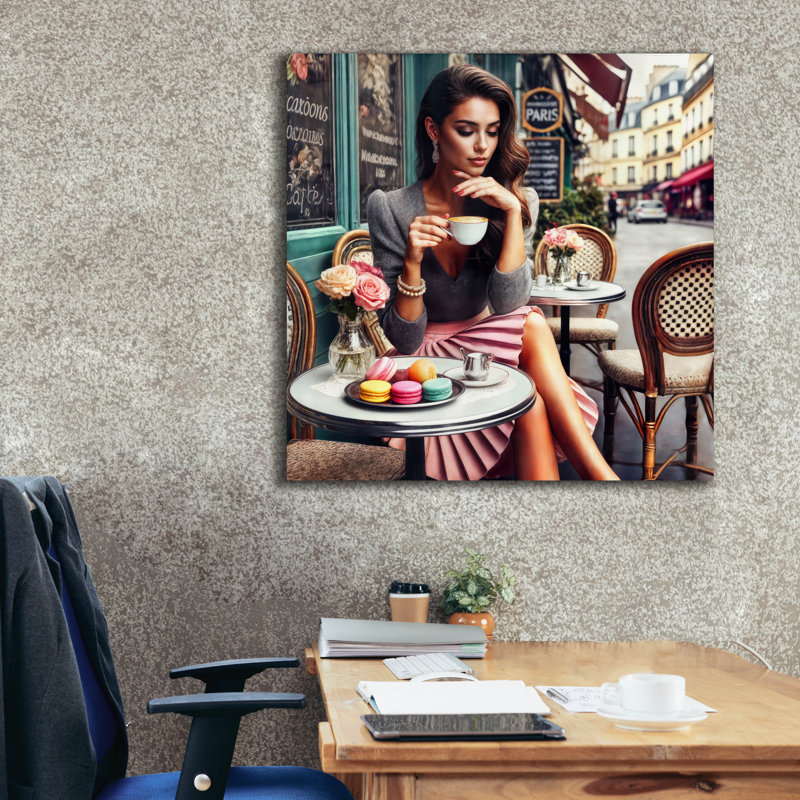 Art mural sur toile Bryant "Macaroons And Coffee In Paris Cafe" par Rey Klimt, H 37 po x l 37 po