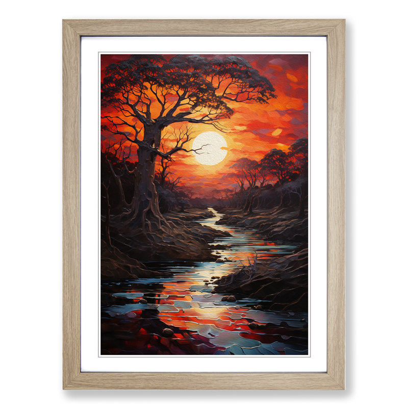 Sunset Modern - Framed Print, Oak, 64" H x 46" W x 2" D