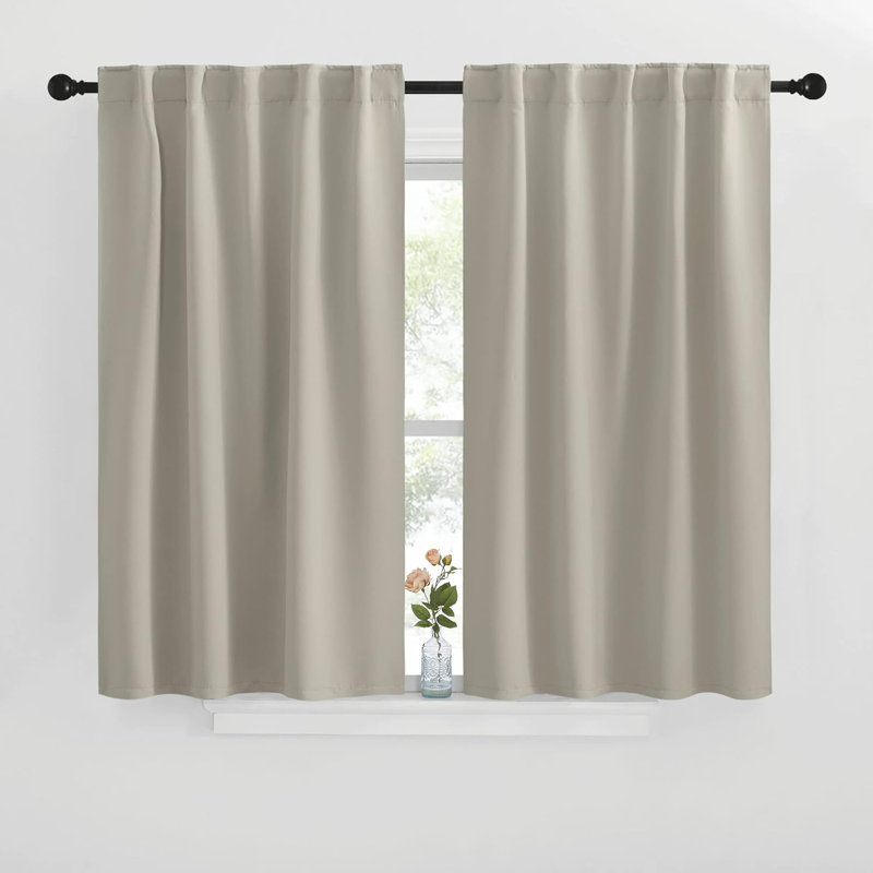 Blackout Curtain Light & Noise Reducing Room Darkening Drapes for Bedroom/Living Room/Kitchen, 2 Pieces, 42" W x 40" L