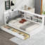 Lit plateforme simple en bois avec tête de lit avec rangement, tablettes et 2 tiroirs, blanc