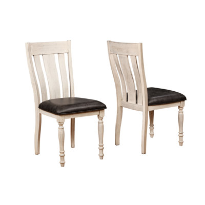 2 Arch Weathered Oak Dining Chairs - Elegant Design With Hardwood And Back Chair, White Distressed   Of 2  Solid Intricate Detail Back,
