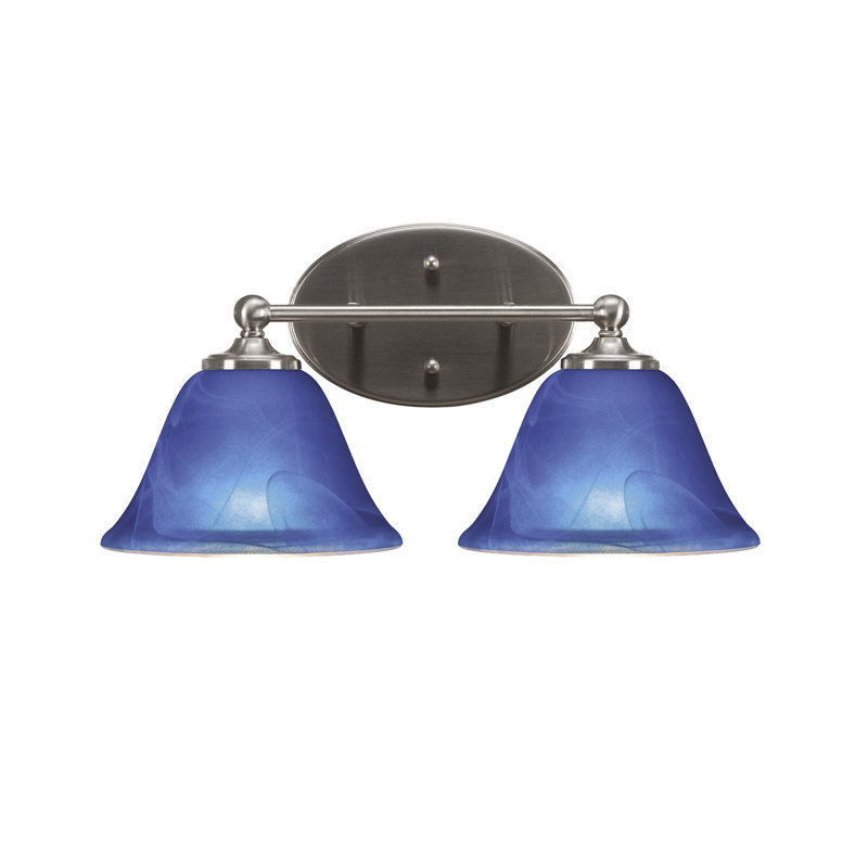 Barre d'éclairage de salle de bain Sadea avec verre italien bleu de 7 po, Nickel brossé, 2