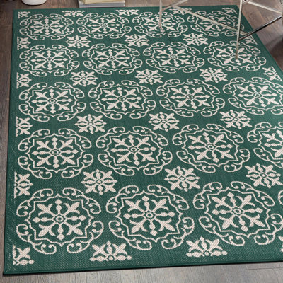 Tapis intérieur / extérieur vert / crème Charea