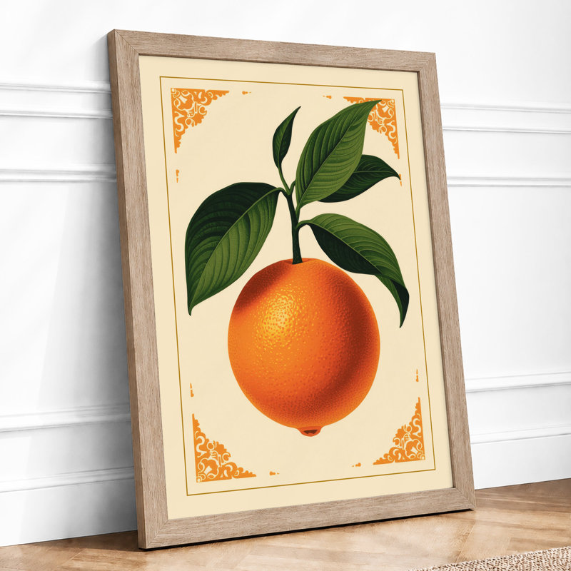 Orange Study Botanical - Framed Print, A4 - 29.7 x 21.0 cm, Oak