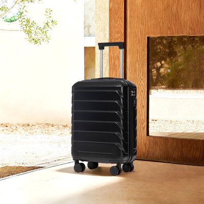 20 Inch ABS Hard Shell Travel Checked Luggage - Scratch Resistant Surface Four Multi-Directional Wheels,  With Combination Lock.(Black)