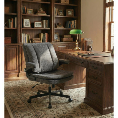 Ergonomic Cross-Legged Office Chair  With Adjustable Armrest& 360° Swivel For Home Office，350lbs Capacity