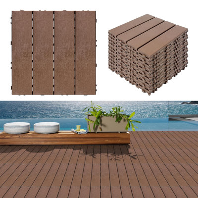 76-pack Plastic Interlocking Deck Tiles - 68.80 Sq.ft Outdoor Plastic Flooring Super Durable & Waterproof All-weather Indoor/outdoor Use Eco-friendly Non-toxic Material 