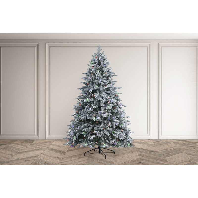 NEW FROSTED WINTERFOLD - Artificial Tree with Multicolour Lights , 6.5 ft