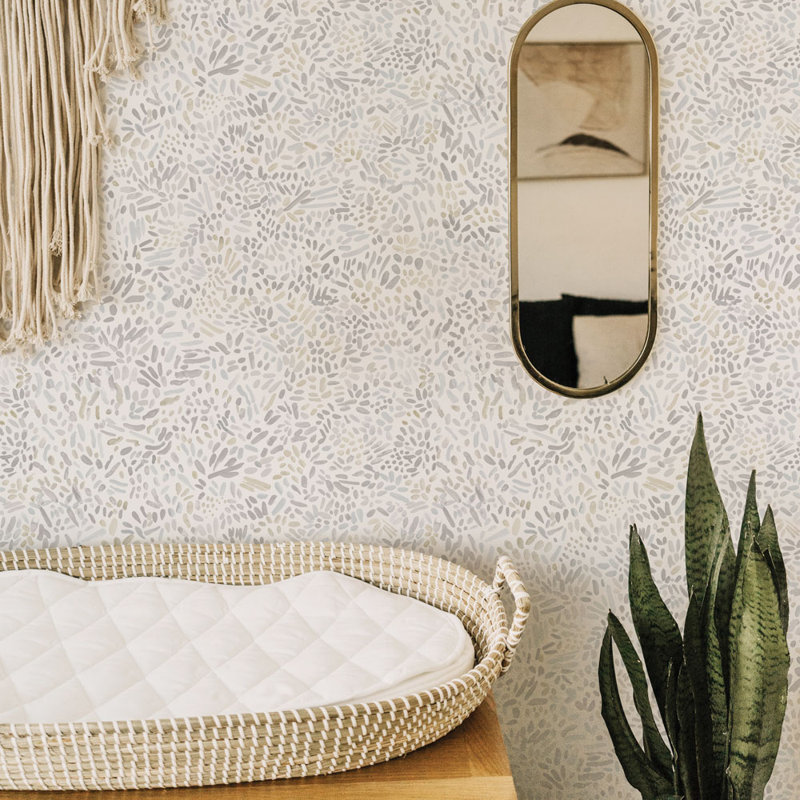 16.5' L x 20.5" W Peel and Stick Wallpaper Roll, Stone Gray