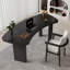 Bureau d'écriture en bois massif noir courbé-1951616700