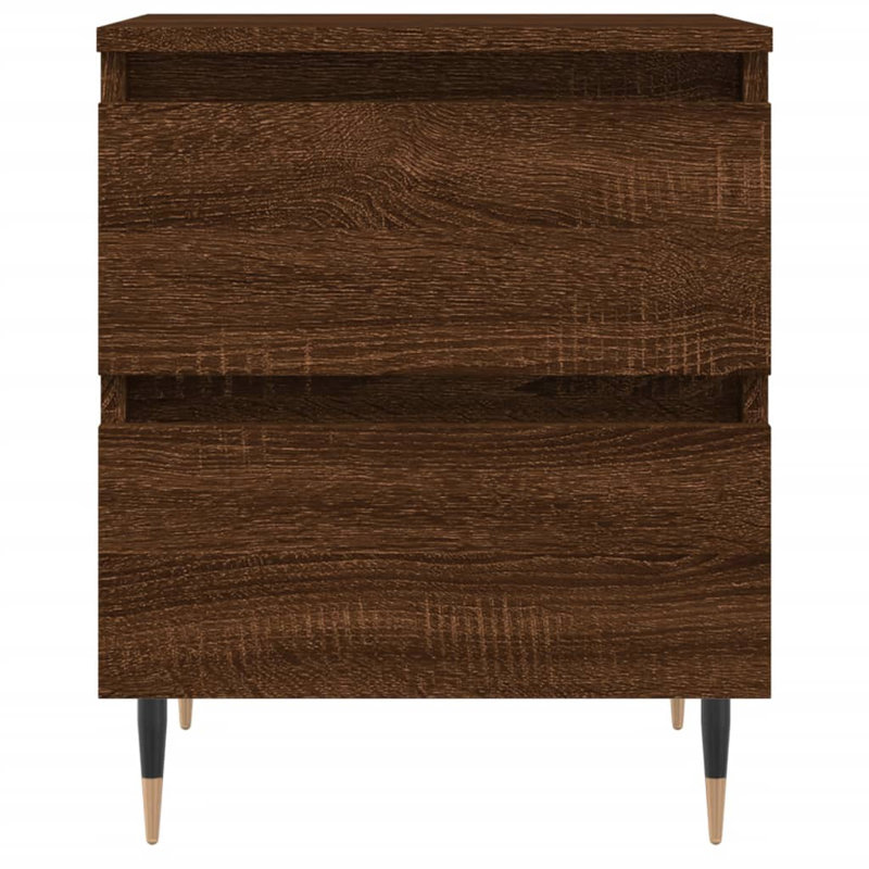 Solley 40cm W Iron Bedside Table, Brown Oak, Individual