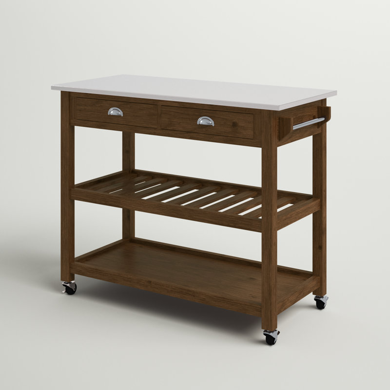 Corbi Kitchen Cart, Chestnut Wire-Brush