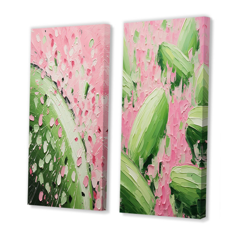 Ensemble de 2 reproductions d'art sur toile Melon Bounty IV - vert et rose, Toile tendue, H 32 po x l 33 po