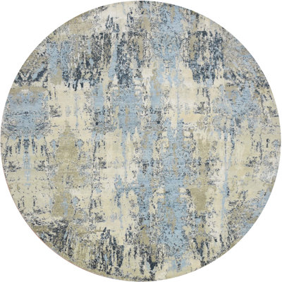 Hand Woven Silk and Wool Abstract Area Rug