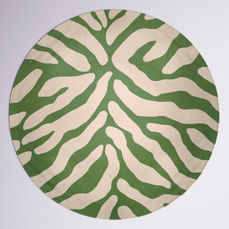 Cervin Chenille Animal Print Indoor Rug, Round 5'