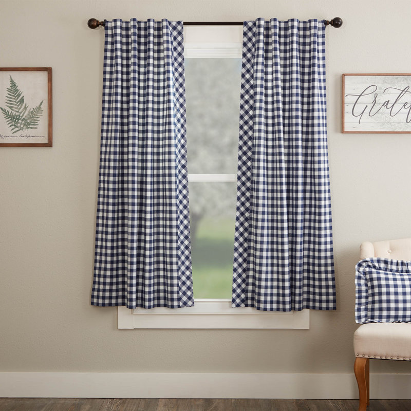 Ensemble de 2 panneaux courts Vintage Check Blue