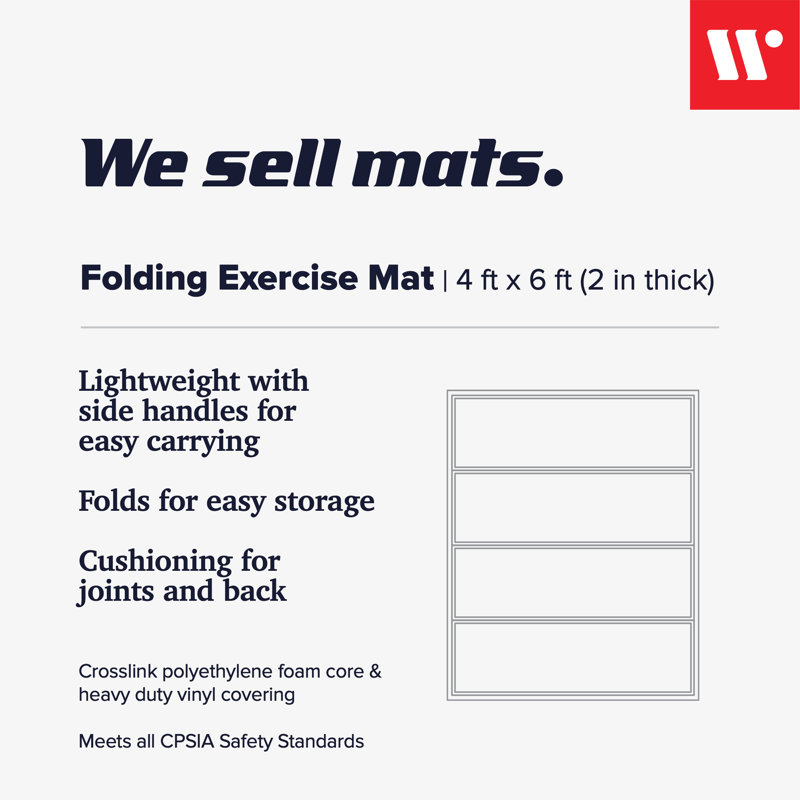 Blue 72" x 48" Vinyl Folding Exercise Mat