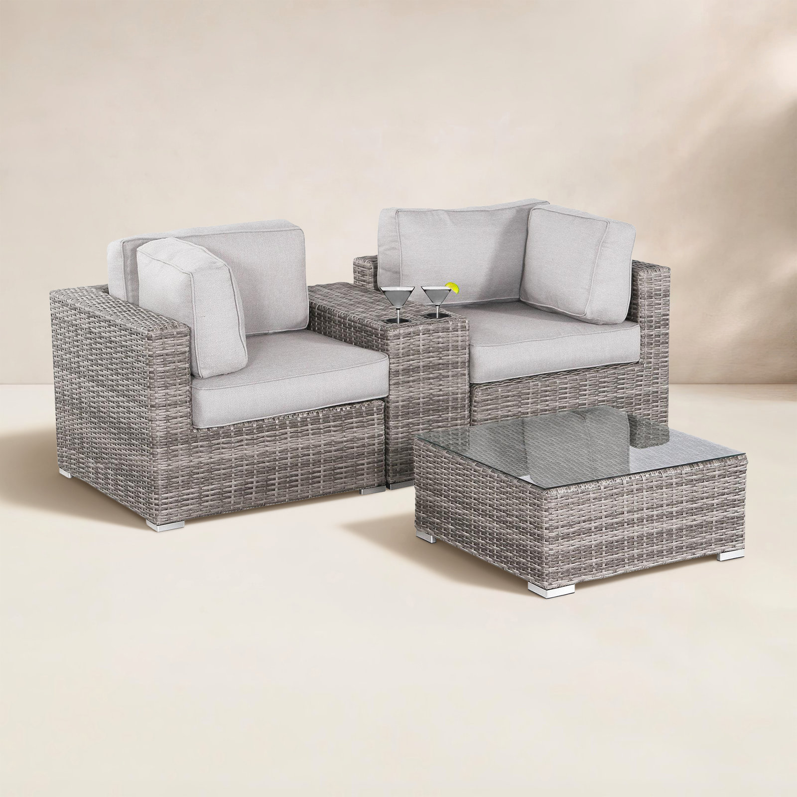 Tonioni 2-Person Sunbrella® Patio Seating Group, Olefin Gray