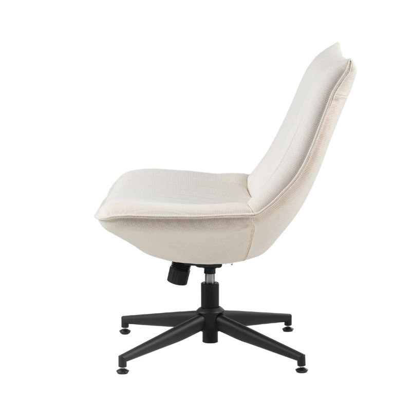 Fauteuil de coiffeuse Lisa avec pieds croisés, siège rembourré en mousse confortable, dossier incurvé, capitonné