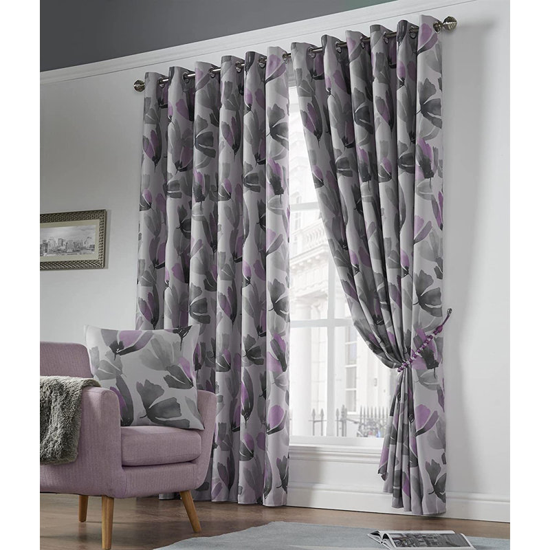 Ontario Amsterdam Eyelet Curtains, 168cm Width x 137cm Drop, Purple