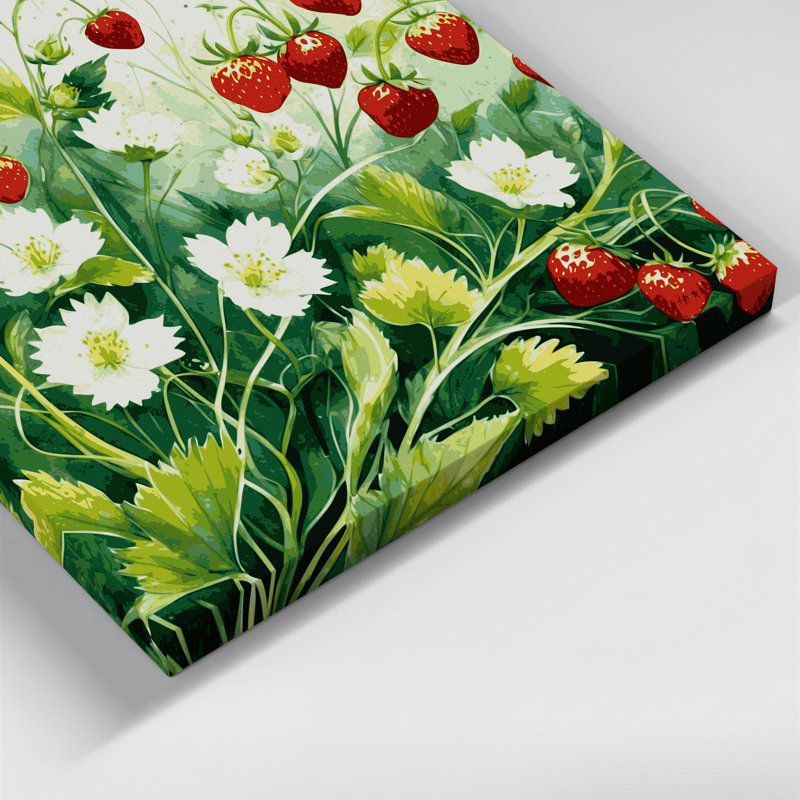 Art mural sur toile Botanical Wild Strawberry, H 20 po x l 30 po