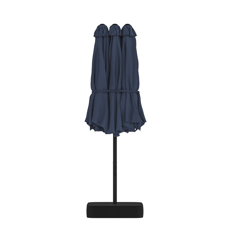 Parasol de patio à double face de 180 po de largeur avec support , Marine