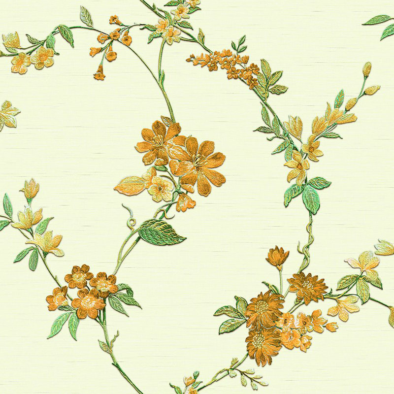 Rouleau de papier peint texturé L 33 pi x l 21 po, Vert / orange / jaune