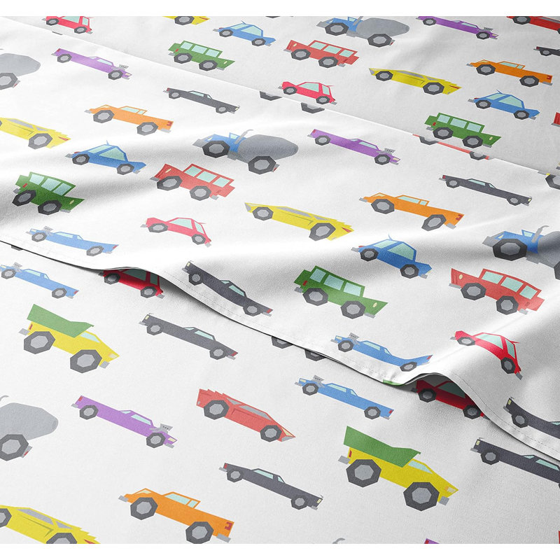 Kids Sheet Set, Soft Microfiber Bedding, Cozy & Breathable, Wrinkle Free Easy Care Bed Sheets, Cars