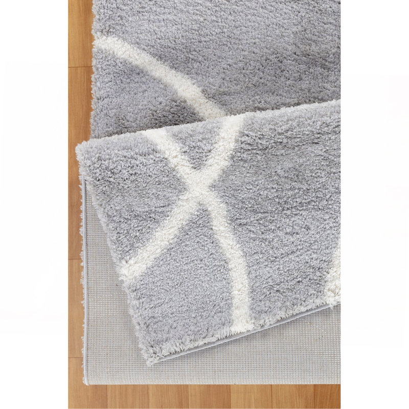 Tapis gris à poils longs, Rectangle 7 pi 10 po x 9 pi 10 po
