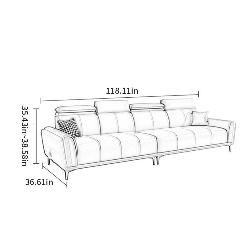 Canapé de style américain moderne et luxueux, 4, H 38,58 po x l 118,11 po x P 36,61 po