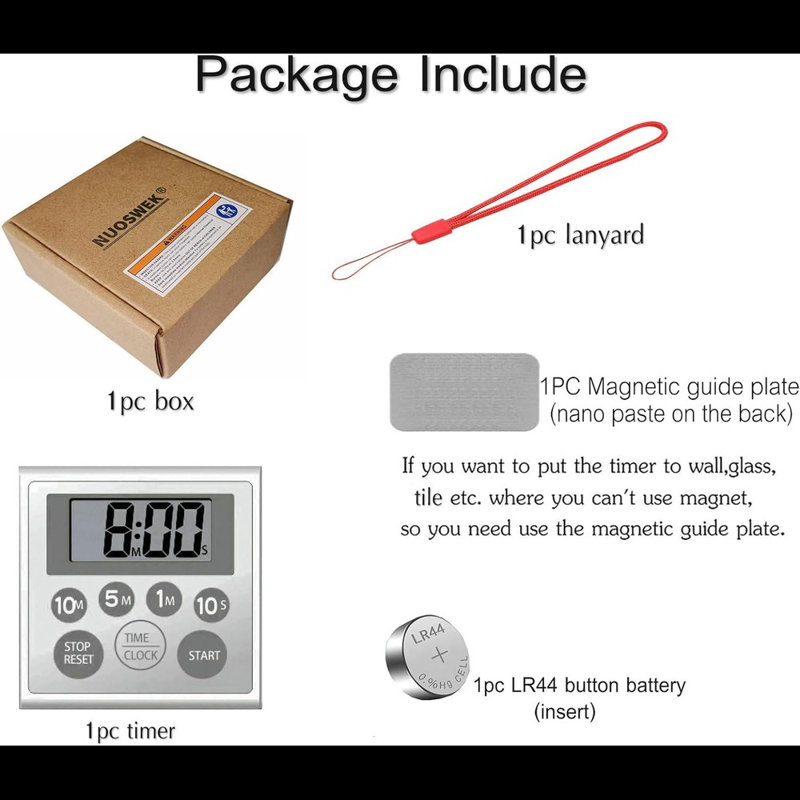 Digital Timer Waterproof Shower Timer Shower Clock Bathroom Kitchen Timer With Strong Magnet And Large LCD Display (Waterproof 7 Key)