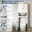 Meuble de rangement gain d'espace à placer au-dessus des toilettes – Porte double, étagères réglables, compartiment ouvert – Optimisateur de salle de bain pour petites salles de bain – Montage facile – Blanc