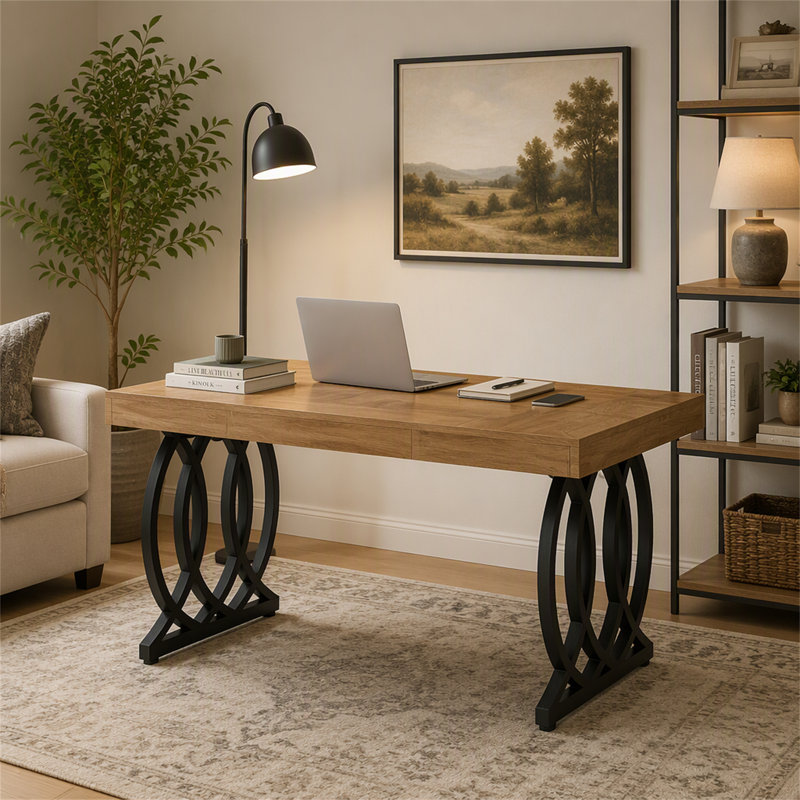 Bureau de direction 63 po, bureau d'ordinateur moderne au design luxueux