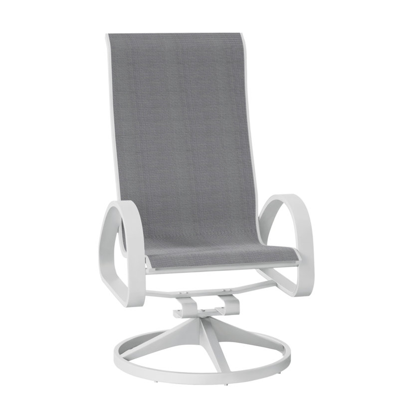 Fauteuil de patio pivotant Hiraku, Blanc texturé, Sunbrella® bleu sarcelle