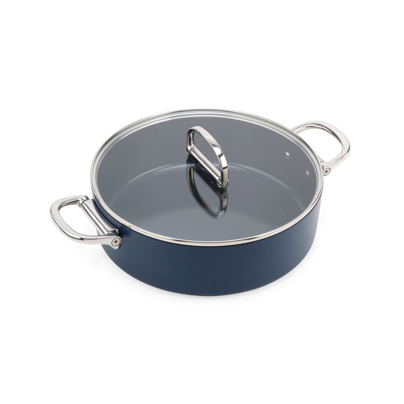 Joseph Joseph Space Ceramic Non-Stick 5 Qt. Shallow Casserole with Folding Handles and Lid