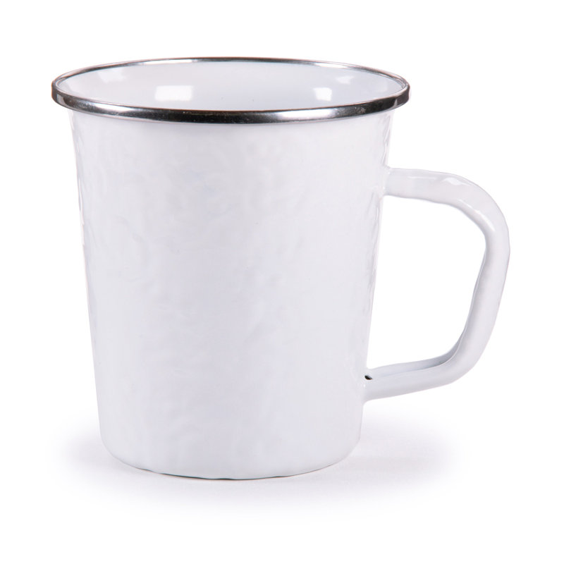 Set of 4 Solid Red Latte Mugs, Solid White Textured