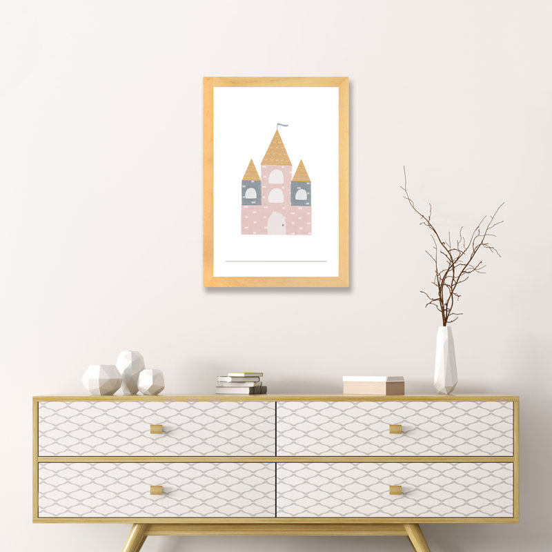 Décoration murale château pour enfants, H 32 po x l 24 po x P 1 po, Papier encadré naturel