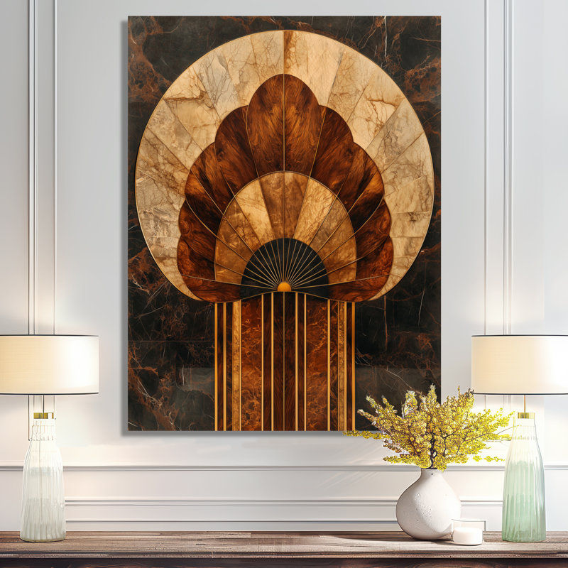 «Mosaic Walnut Essential Forms I - Art mural moderne en métal, impression d'art moderne en métal, H 20 po x l 12 po