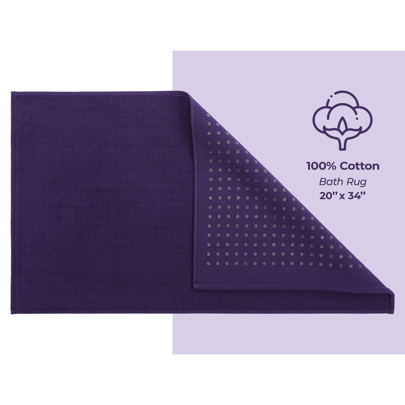Chemung 100% Cotton Non-Slip Bath Rug, 34" L x 20" W, Purple