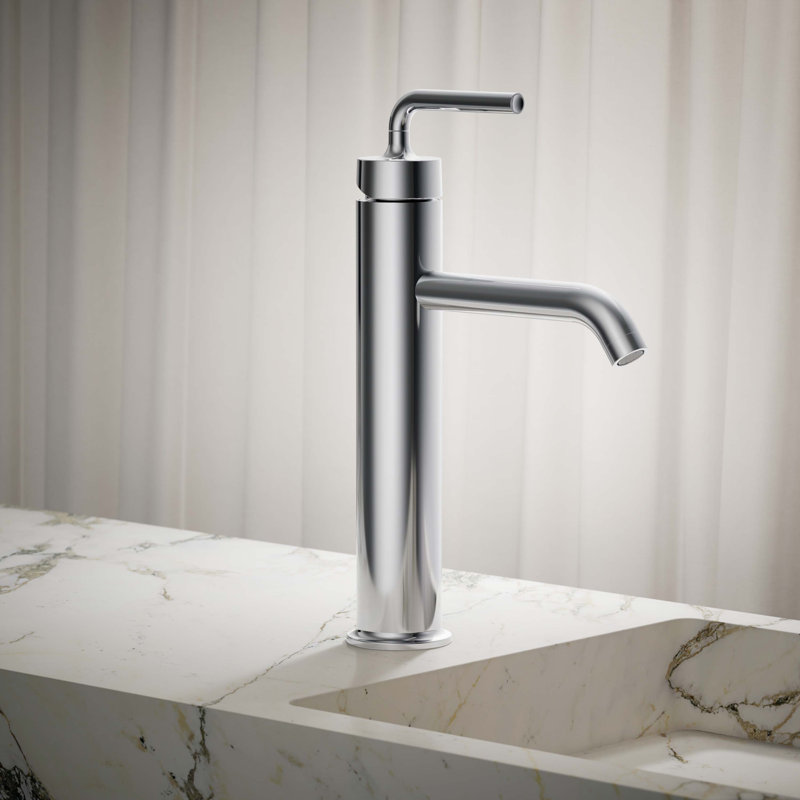 Purist Vessel Sink Bathroom Faucet with Drain Assembly, Polished Chrome