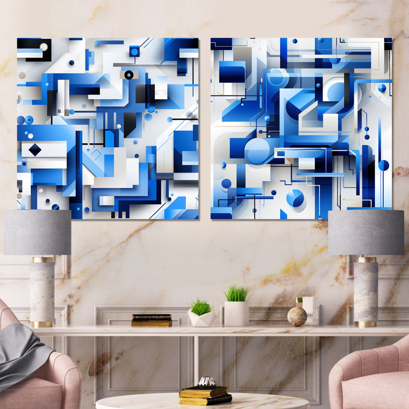 Coraly - Ensemble de 2 carrés décoratifs en métal à formes abstraites, H 36 po x l 72 po