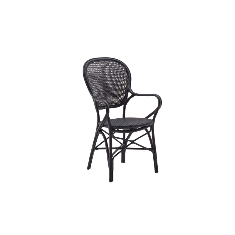 Chaise avec accoudoirs Jenkintown, Noir mat