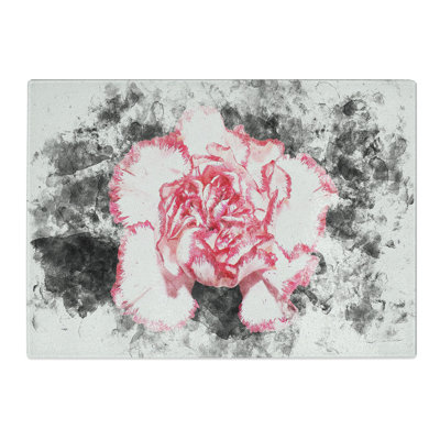 Tempered Glass Pink Carnation Flower Chopping Board